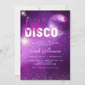 Paars Neon Roze Laatste Disco Meidenavondje Kaart (Voorkant)