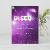 Paars Neon Roze Laatste Disco Meidenavondje Kaart (Staand voorkant)