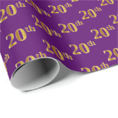 Paars, Nep Goud 20ste (Twintigste) Gebeurtenis Cadeaupapier (Rol Hoek)