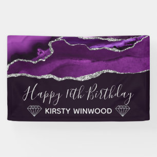 Paars & Nep Zilver Glitter Agate Sweet 16 Spandoek