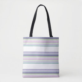 Paars, Neptunus, zeegroen en lavendel strepen Tote Bag