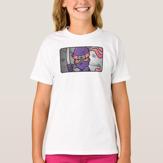  Paars Ninja-ontwerp T-shirt (Voorkant)