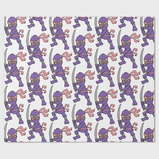 Paars Ninja Pattern Cadeaupapier (Vlak)