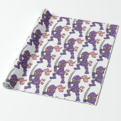 Paars Ninja Pattern Cadeaupapier (Uitgerold)