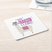 Paars No Drama Llama Kartonnen Onderzetters (Schuin)