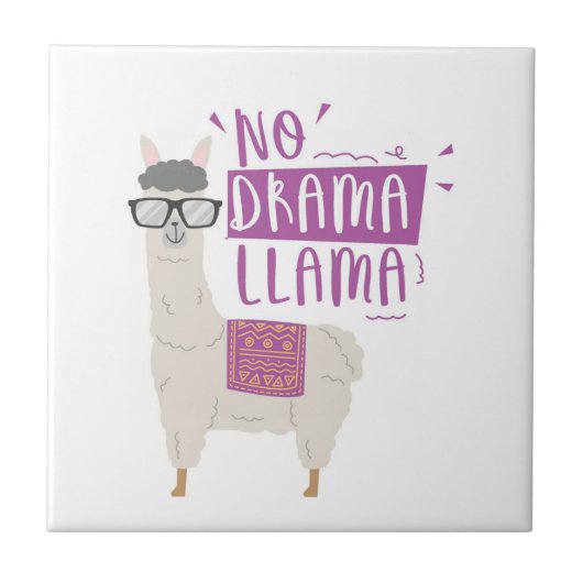 Paars No Drama Llama Tegeltje (Voorkant)