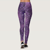 Paars Noir Plum Frozen Sparkly Sequin Black Leggings (Achterkant)