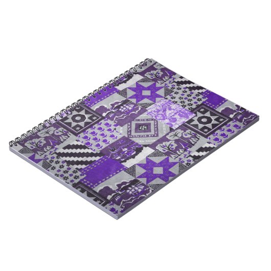 Paars Notitieboek patchwork (Linkerzijde)