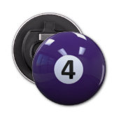 Paars nr. 4 Billiard Pool Ball Button Flesopener (Voorkant)