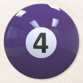 Paars nr. 4 Billiard Pool Ball Ronde Kartonnen Onderzetter (Voorkant)