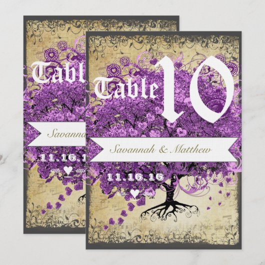 Paars nummer van de ridderboom kaart (Voorkant / Achterkant)