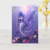 Paars Ocean Mermaid blanco kaart (Gele Bloem)