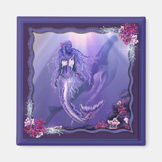 Paars Ocean Mermaid Magnet (Voorkant)