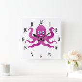 paars octopi vierkante klok (Huis)