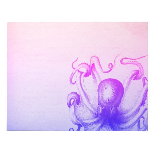 Paars Octopus Ombre Steampunk Zee Reis Notitieblok (Voorkant)