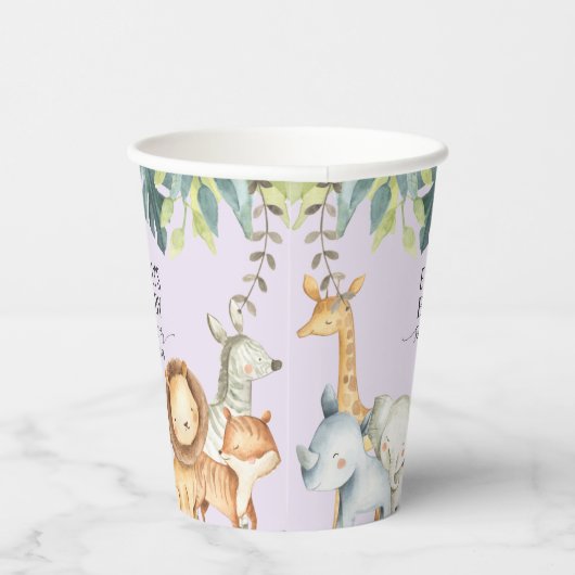 Paars oerwoud baby shower papieren bekers (Rechts)
