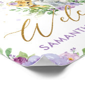 Paars Oerwoud Dieren Baby shower Welkom Poster (Hoek)