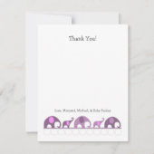Paars olifant Baby shower Dank u wel Bedankkaart (Voorkant)