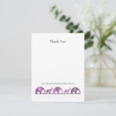 Paars olifant Baby shower Dank u wel Bedankkaart (Staand voorkant)