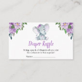 Paars olifant Baby shower Diaper Raffle Visitekaartje (Voorkant)