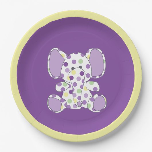 Paars olifant Baby shower Papieren Bordje (Voorkant)