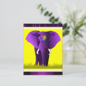 Paars olifant briefkaart (Staand voorkant)