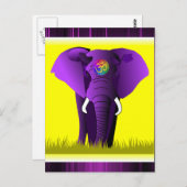 Paars olifant briefkaart (Voorkant / Achterkant)