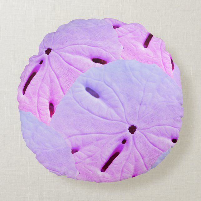 Paars Ombre Abstract Cute Sand Dollar Beach Rond Kussen (Voorkant)