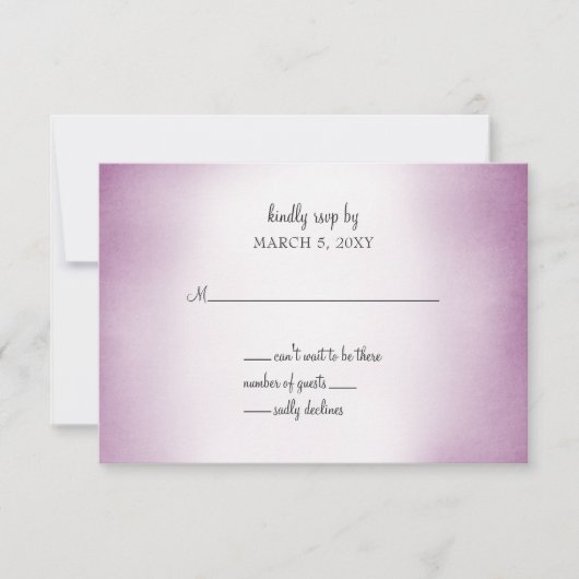 paars ombre bruiloft uitnodiging rsvp (Voorkant)
