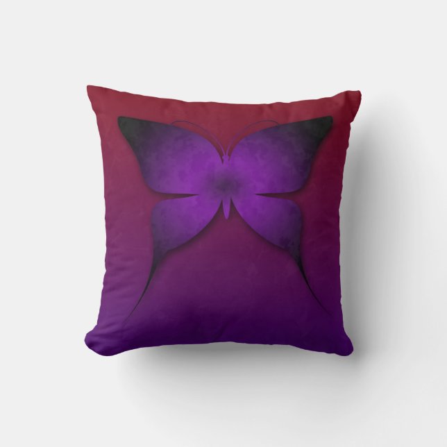 Paars Ombre Butterfly Pillow Kussen (Voorkant)