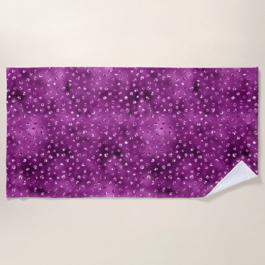 Paars Ombre Glam Glitter Polka Dots Pattern Strandlaken (Voorkant)