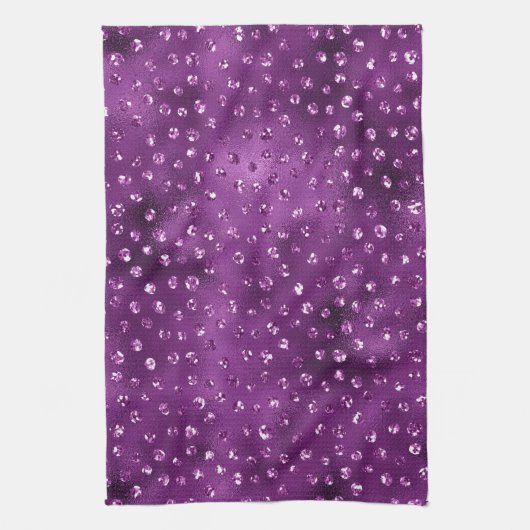 Paars Ombre Glam Glitter Polka Dots Pattern Theedoek (Verticaal)