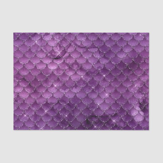 Paars Ombre Glam Mermaid Scales Patroon Tissuepapier (Voorkant)