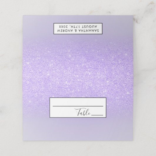 paars ombre glitter lila pastelkleurblok plaatskaartje (Buitenkant ongevouwen)