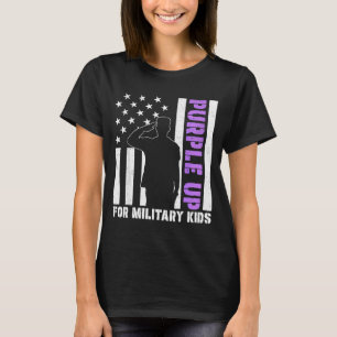 Paars omhoog militair kind usa vlag maand van de t-shirt