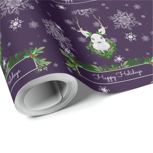 Paars omslagpapier voor rendieren cadeaupapier (Rol Hoek)