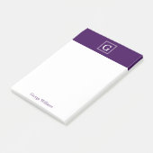 Paars omsloten monogram op persoonlijke titel post-it® notes (Schuin)