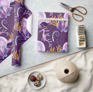Paars onder het Zee met Glitter Cadeaupapier