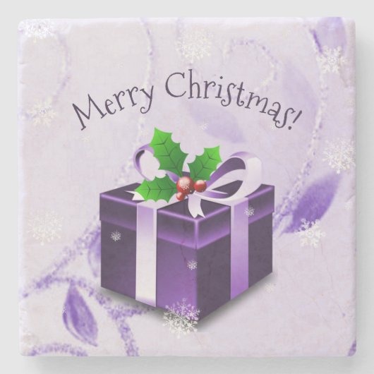 Paars Onderzetter met kerstcadeaus (Voorkant)