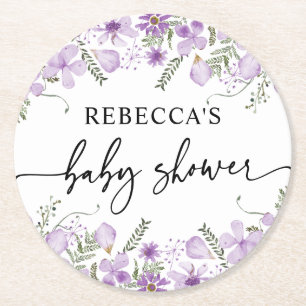 Paars Onderzetters Baby shower papier
