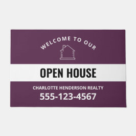 Paars onroerend goed Logo Open House Welcome Deurmat
