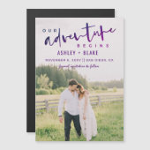 Paars Ons avontuur begint Foto sparen de Datum (Voorkant / Achterkant)