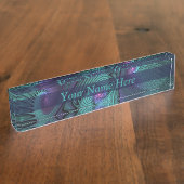 Paars ontmoet Turquoise abstracte fractale Art Nam Naambordje (Zijkant)