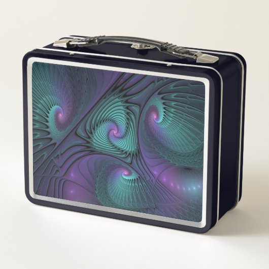 Paars ontmoet Turquoise modern abstract Fractal Ar (Achterkant)