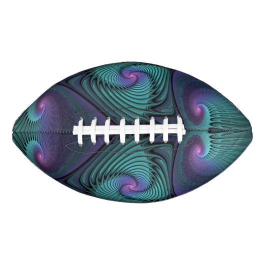 Paars ontmoet Turquoise Modern Abstract Fractal Ar American Football (Voorkant)