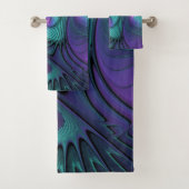 Paars ontmoet Turquoise modern abstract Fractal Ar Bad Handdoek (Insitu)