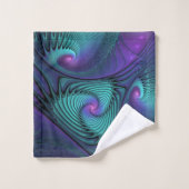 Paars ontmoet Turquoise modern abstract Fractal Ar Bad Handdoek (Wasdoekje)