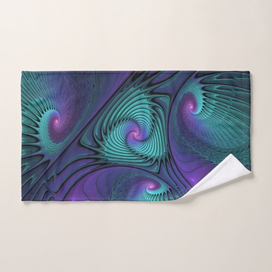 Paars ontmoet Turquoise modern abstract Fractal Ar Bad Handdoek (Handdoek)