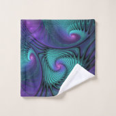 Paars ontmoet Turquoise modern abstract Fractal Ar Bad Handdoek (Wasdoekje)