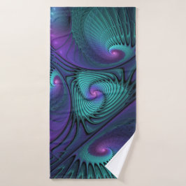 Paars ontmoet Turquoise modern abstract Fractal Ar Badhanddoek